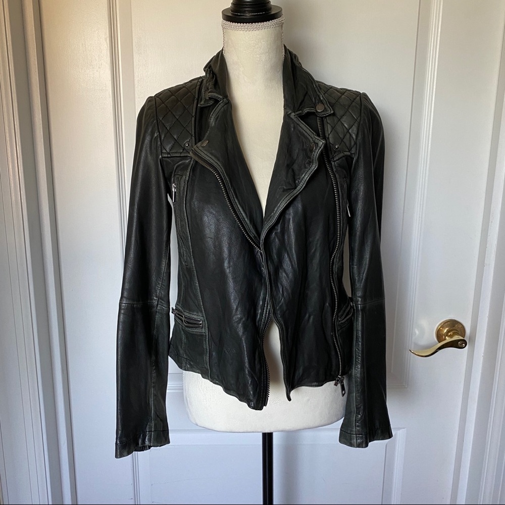 All Saint Biker Black Leather Jacket US 4/UK 8